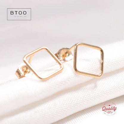 14K Gold Filled 8mm Square Earrings Minimalism Jewelry Gold Filled Stud Earrings Brincos Pendientes Oorbellen Boho Women Earring