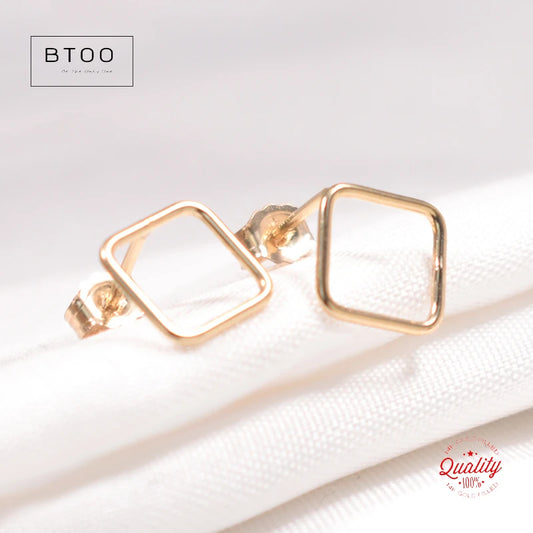 14K Gold Filled 8mm Square Earrings Minimalism Jewelry Gold Filled Stud Earrings Brincos Pendientes Oorbellen Boho Women Earring