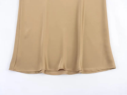 Satin Skirt Woman High Waist Elegant Long Skirts For Women Fashion Summer Midi Skirt Office Women's Skirts