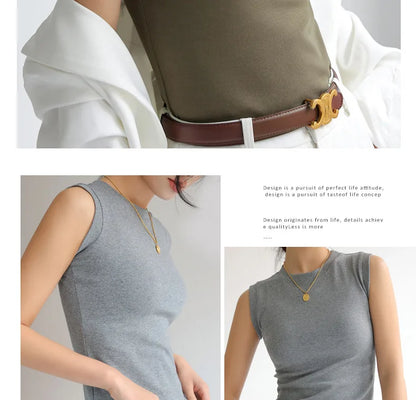 Women's Pure Cotton High Strecth Sleeveless Top Scoop Neck Breathable Solid Versatile Basic Camisole T-shirt Hot Tops for Women