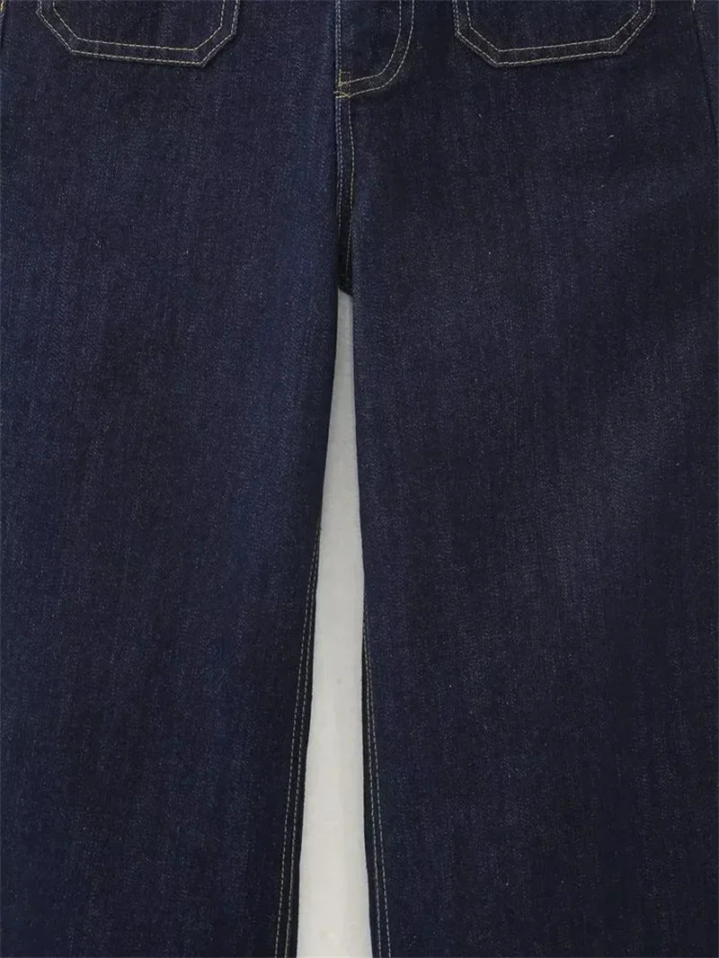 Casual Women's High Waist Straight-leg Jeans Pants Fashion All-match Full Length Denim Pants Elegant Pocket Zipper Jean Trousers