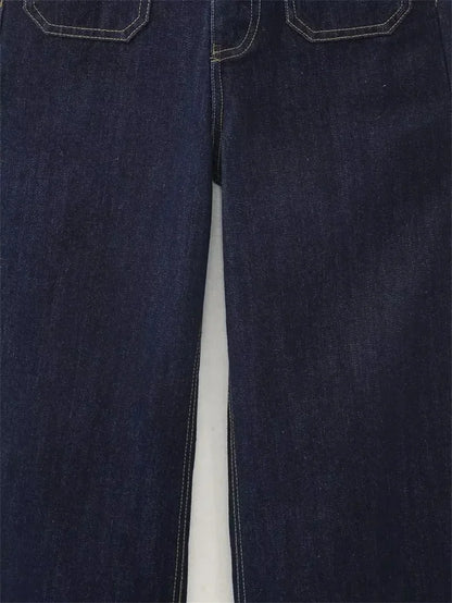 Casual Women's High Waist Straight-leg Jeans Pants Fashion All-match Full Length Denim Pants Elegant Pocket Zipper Jean Trousers