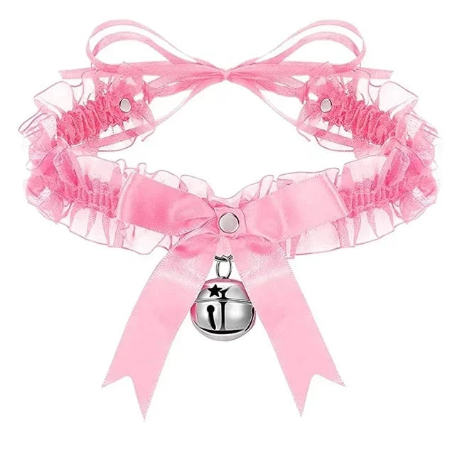 Lace Aesthetic Necklace Bow Knot Bell Choker Necklace Women's Cute Collar Gothic Simple Sexy Lovely Pendant Fashion Jewelry