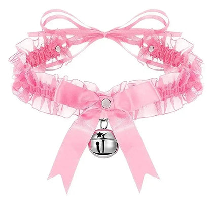 Lace Aesthetic Necklace Bow Knot Bell Choker Necklace Women's Cute Collar Gothic Simple Sexy Lovely Pendant Fashion Jewelry