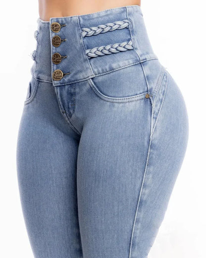 2025 Skinny Jeans For Women Stretch Gray and Blue Denim Sexy High Waist Slim Female Fashion Office Trendy Waisted Vintage Pants