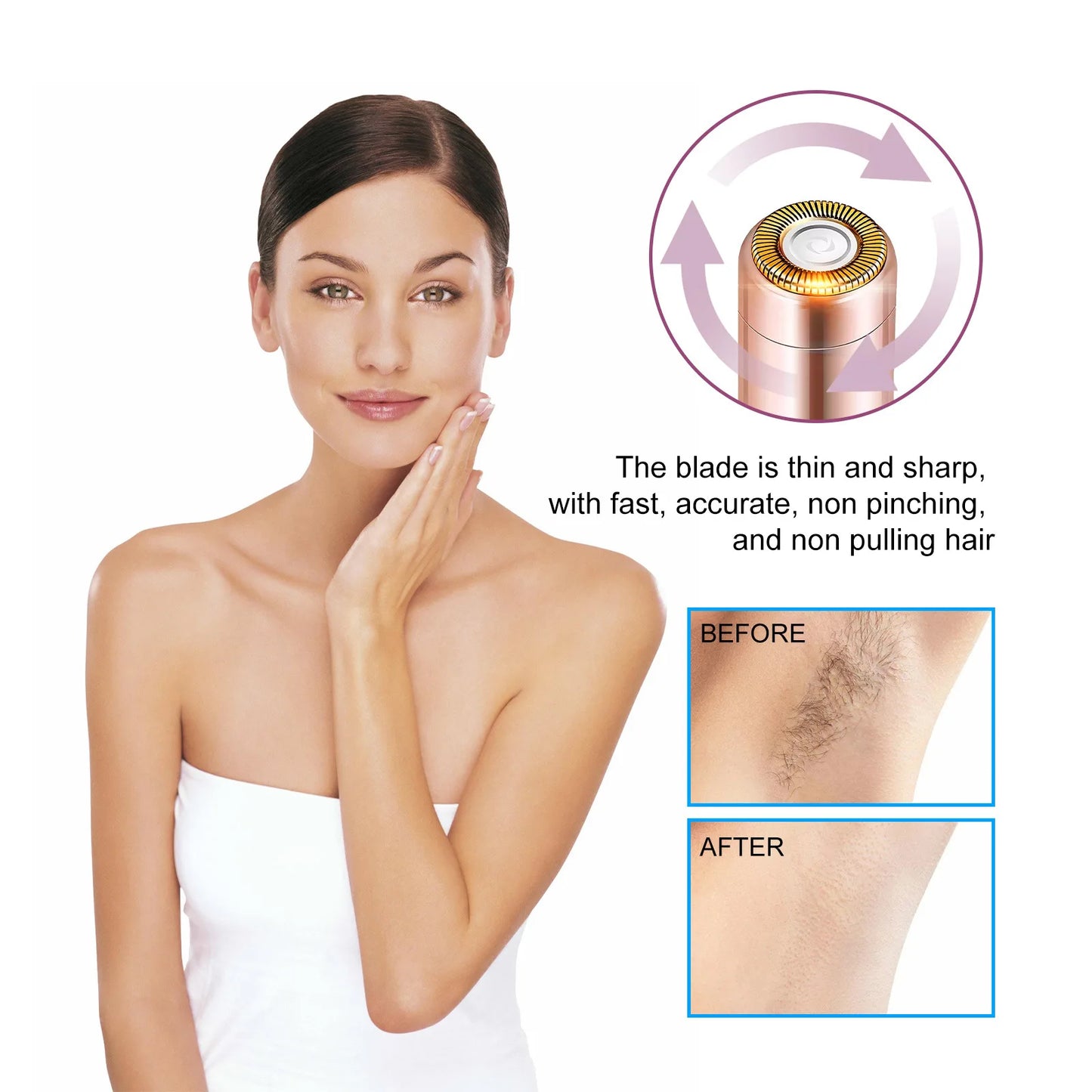 Mini Body Facial Electric Hair Remover Lipstick Shape Painless Safety Neck Leg Hair Remover Tool Body Epilator