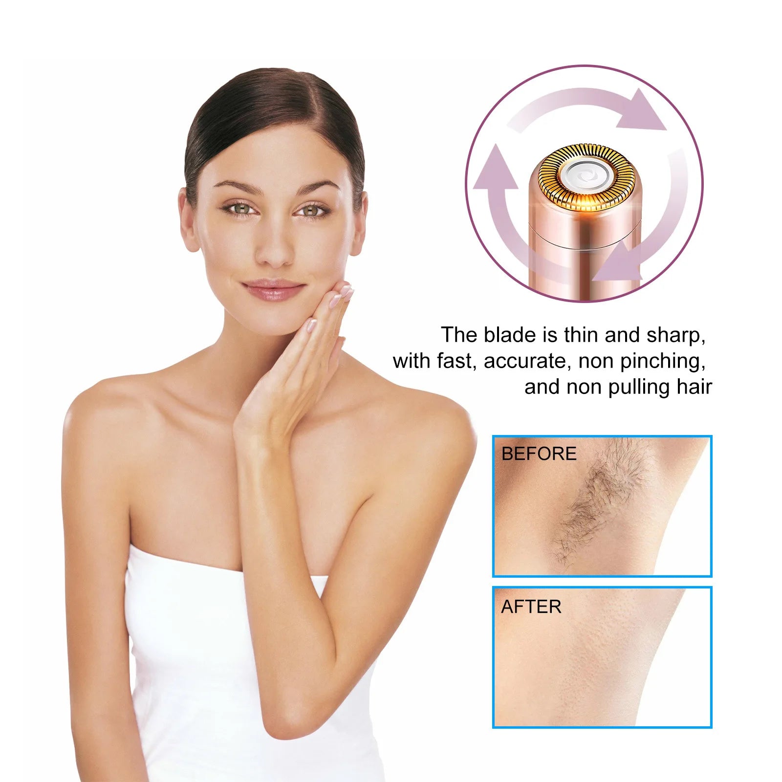 Mini Body Facial Electric Hair Remover Lipstick Shape Painless Safety Neck Leg Hair Remover Tool Body Epilator