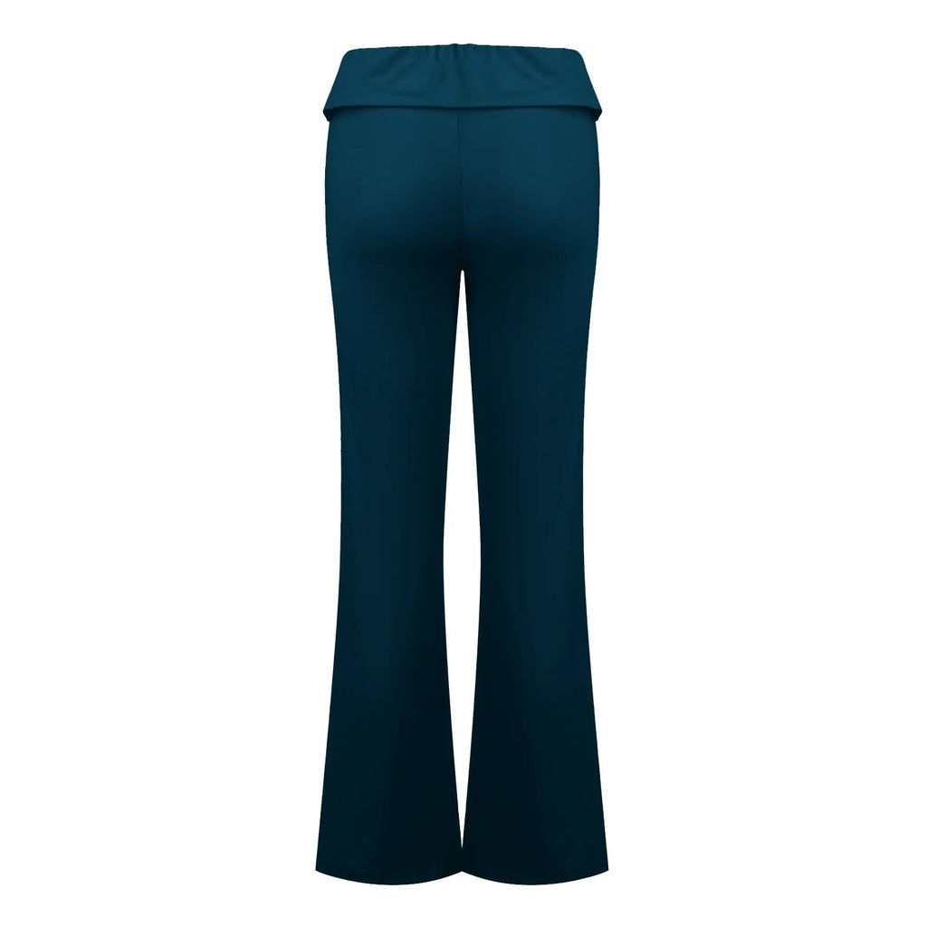 Long Pants Women Fashion Trousers Solid Elastic Leggings Flare Bottoms High Waist Wide Leg Athletic Yoga Bell Pants Summer