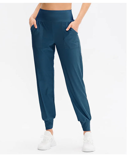 Women Loose Yoga Pants Running Sports Training Trousers with Pocket Casual Quick Dry Fitness Pants Thin for Spring Summer
