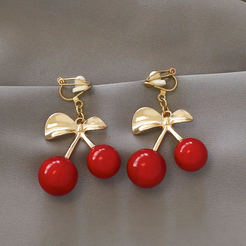 Korean Style Clip on Earrings No Pierced Earrings Women's Party Birthday Fashion Flower Heart Cute Cuff Earrings Ear Clip Gift