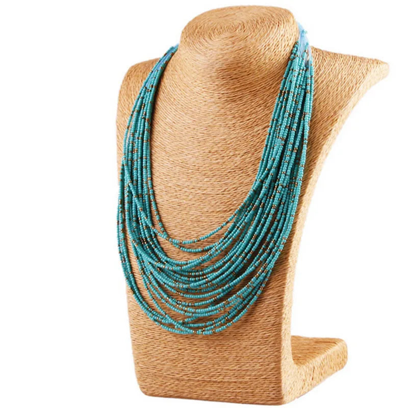 Statement Necklace for Women Collier Femme 2023 Fashion Boho Beads Multi-layer Choker Necklaces & Pendants Bijoux Collares