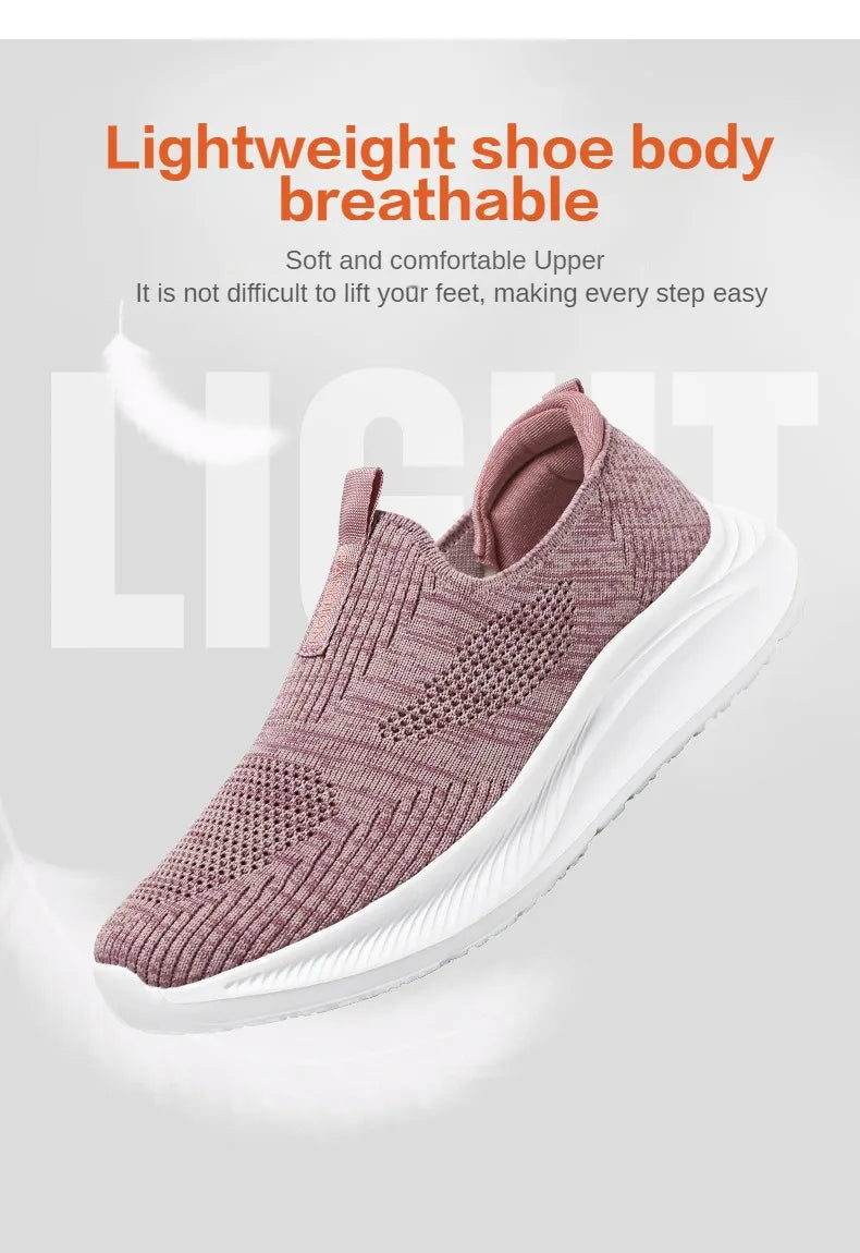 Women's Shoes 2024 Spring New Lightweight, Comfortable, and Fashionable One Step Anti slip Leisure Breathable Walking Shoes