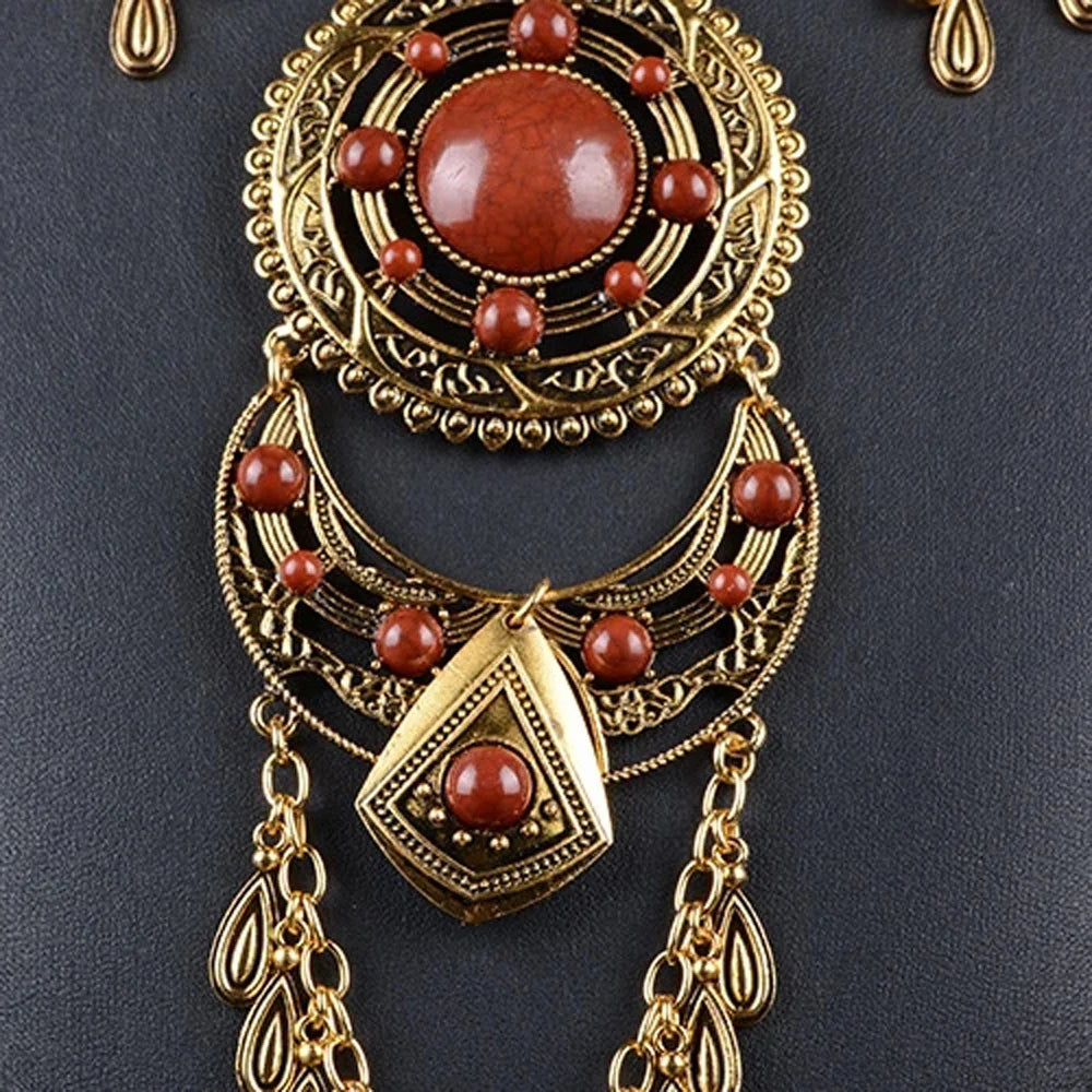 European American Exaggerated Pendant Necklace for Women Vintage Baroque Sexy Choker Collar Charm Statement Necklaces Jewelry