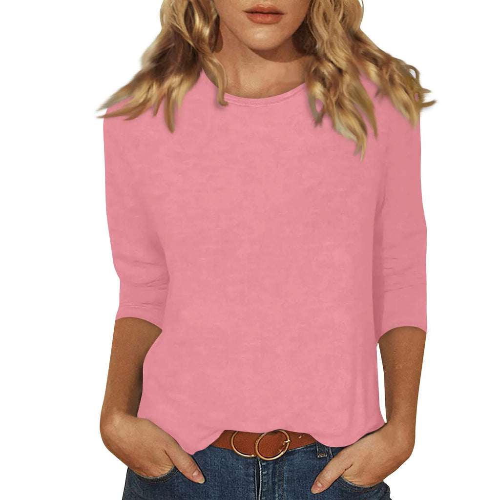 Women Summer Tops Round Neck Three Quarter Sleeve Comfortable Print T Shirt Blouse Women T Shirt muticolor t shirt tops