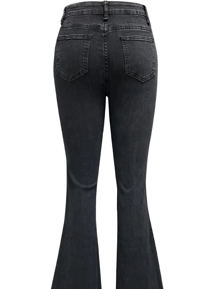 Women Fashion Vintage  Washing Denim Long Pant Wide Leg High Waist Jeans 2025 New Lady Summer Commuter Y2k  Denim Trousers