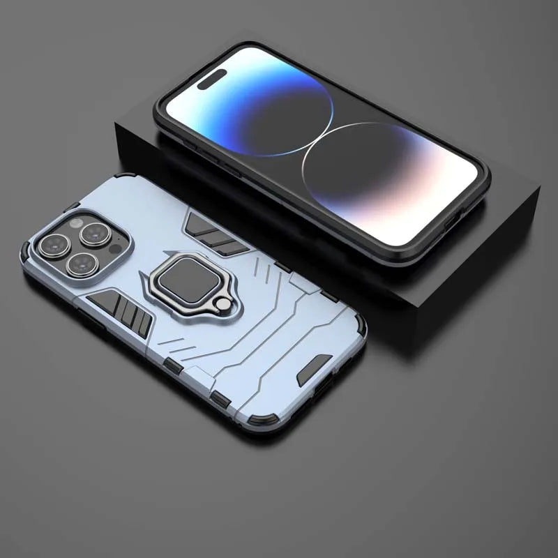 Shockproof Armor Case For iPhone 14 15 Pro Max Cover Holder Back Coque for iphone 11 12 13 Mini 7 8 Plus X XR XS Phone Cases