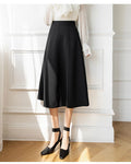 Women's Skirt 2025 Spring Women High Waist Solid Vintage Girl's Waist Down Skirt Knee-length A-line Fashion Thin Skirt for Women