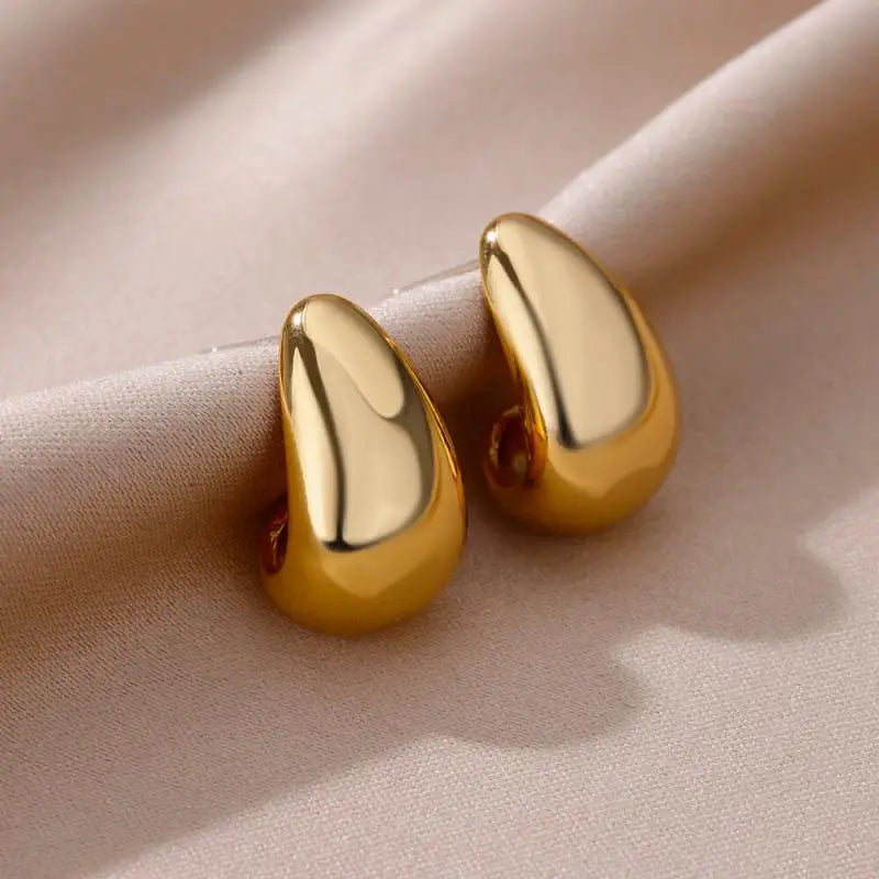 Heart Stainless Steel Earrings for Women Zircon Gold Color Hoop Earring Aesthetic Waterproof Ear Piercing Jewelry Accessories