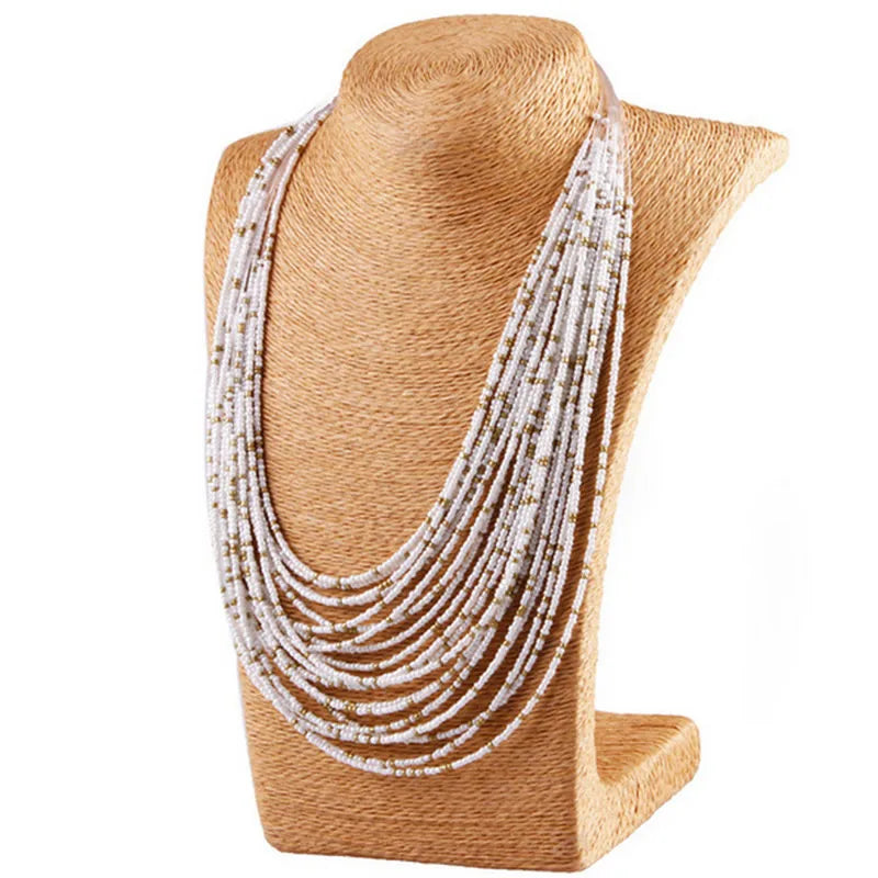 Statement Necklace for Women Collier Femme 2023 Fashion Boho Beads Multi-layer Choker Necklaces & Pendants Bijoux Collares