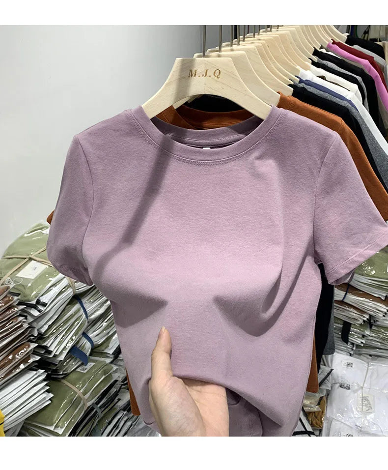 Women T Shirt Girls T-Shirt Woman Clothes Tops Cotton Tshirt Female Short Sleeve Spring Tee Sexy Y2k Top White