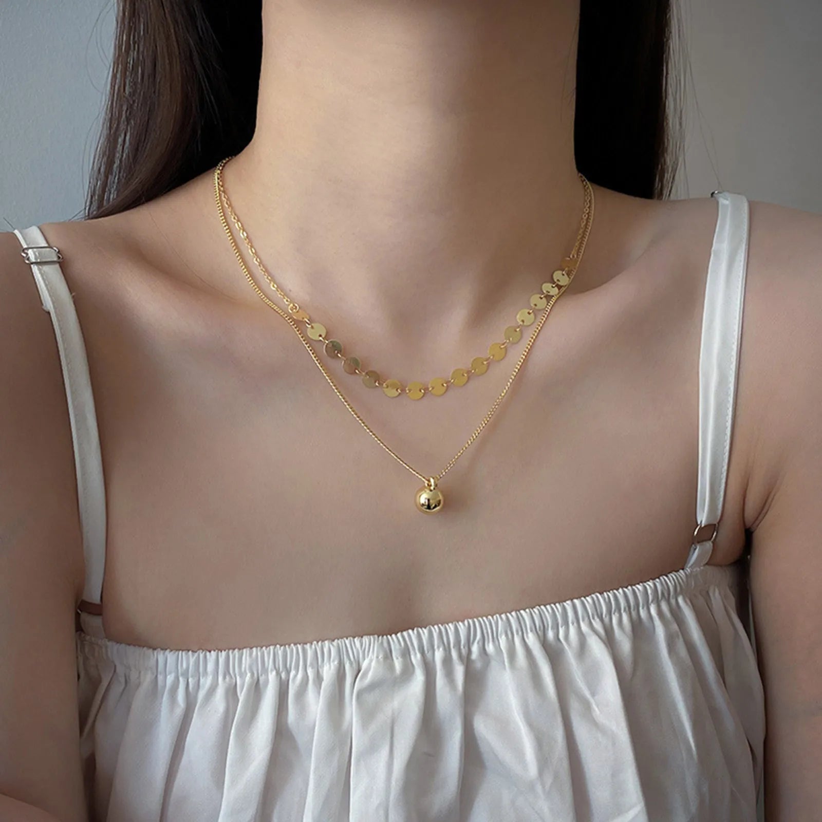Layered Necklaces for Women Trendy, Bohe Ball Pendant,Chain Choker Necklaces, Non Tarnish Jewelry Gifts