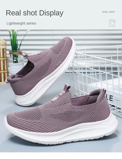 Women's Shoes 2024 Spring New Lightweight, Comfortable, and Fashionable One Step Anti slip Leisure Breathable Walking Shoes