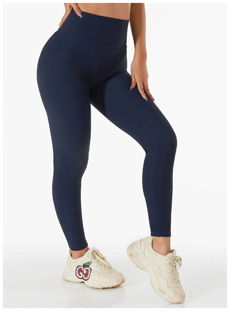 New Ribbed Seamless Yoga Pants High Waist Gym Leggings Sport Women Fitness Female Legging Tummy Control Running Tights