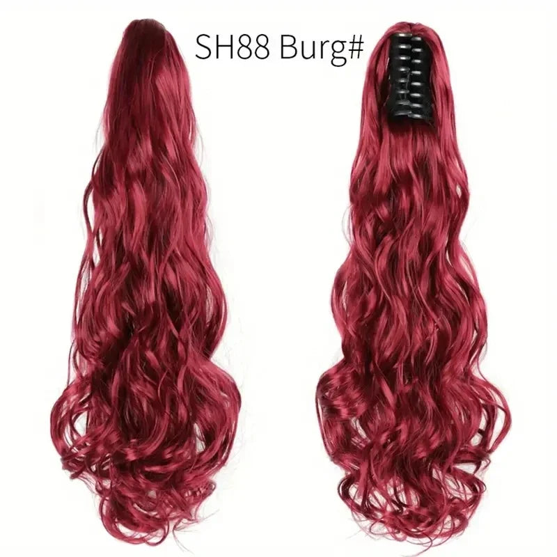 Wig female curly hair big wavy ponytail with grab clip