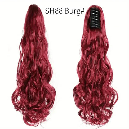 Wig female curly hair big wavy ponytail with grab clip