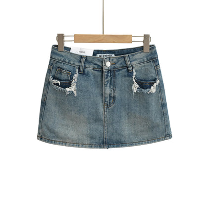 Mini skirts for women high waisted denim skirt black distressed jeans skirts womens 2024 Summer clothes blue jean skirts ripped