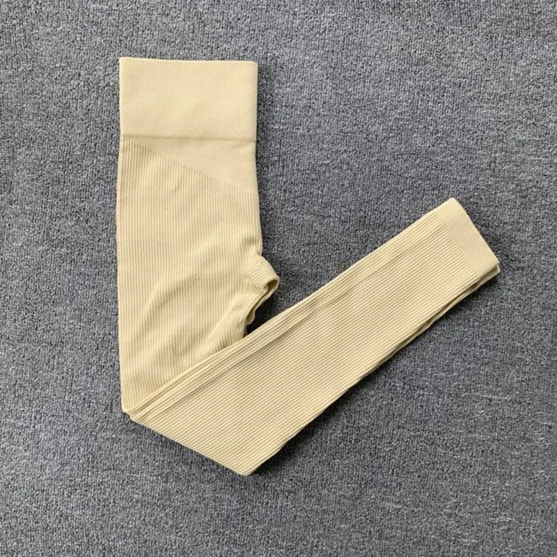 Ribbed Yoga Leggings Women Sports Pants Tights Seamless Sport Femme Gym Leggins Workout Fitness Pants Athletic Wear