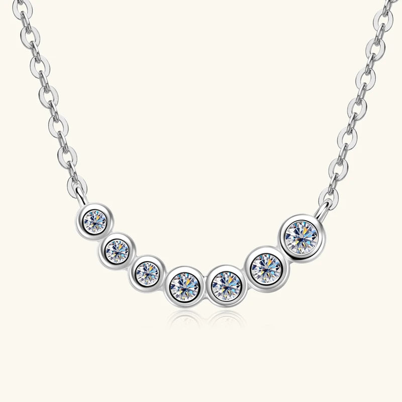 Lnngy Collares Mujer 925 Sterling Silver Clavicle Necklace For Women Exquisited 7 Stones Moissanite Pendant Necklaces Jewellry