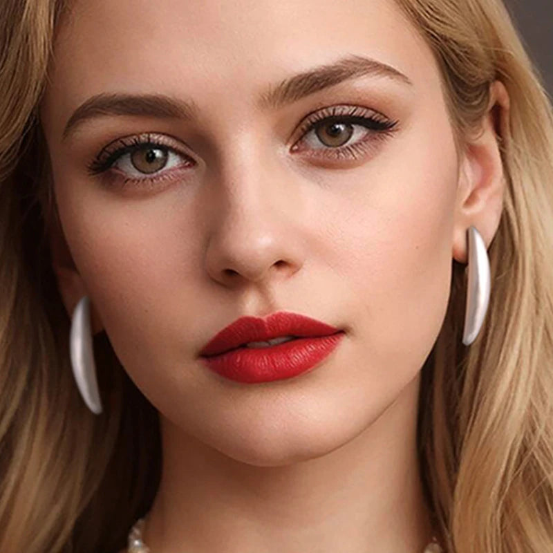 Vintage Metal Brushed Matte Long Earrings For Women Europe America Personality Minimalist Geometric Fashion Trend Jewelry Gifts