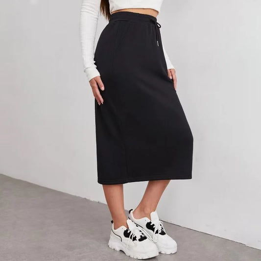 Satin Skirts for Women Korean Style Champagne Office High Waist A-line Skort Fashion Elegant Solid Long Pencil Skirt Silk Like