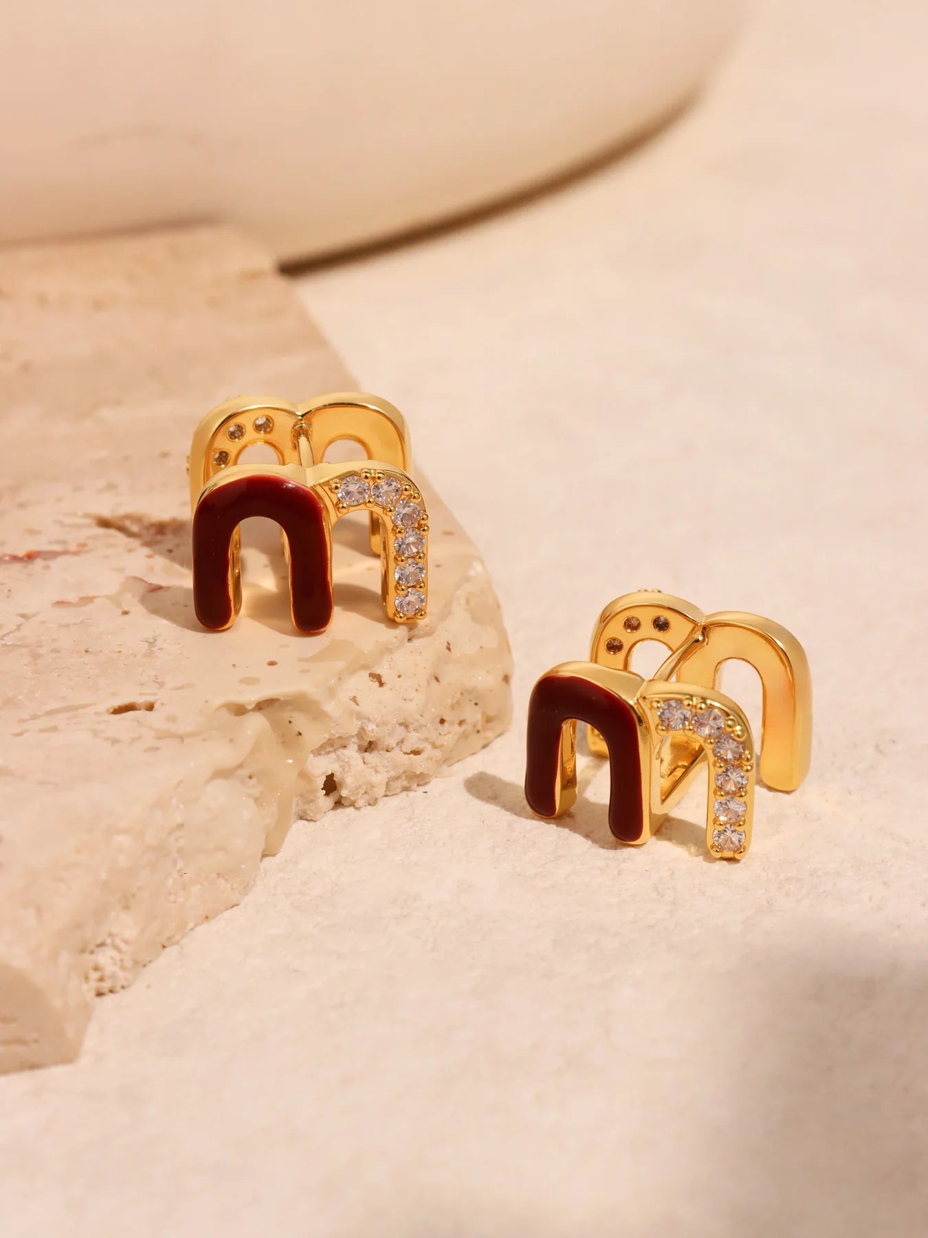 Modern Red Enamel Earrings For Women Copper Gold Plated Female Ear Studs Girls Charming Daily Jewelry
