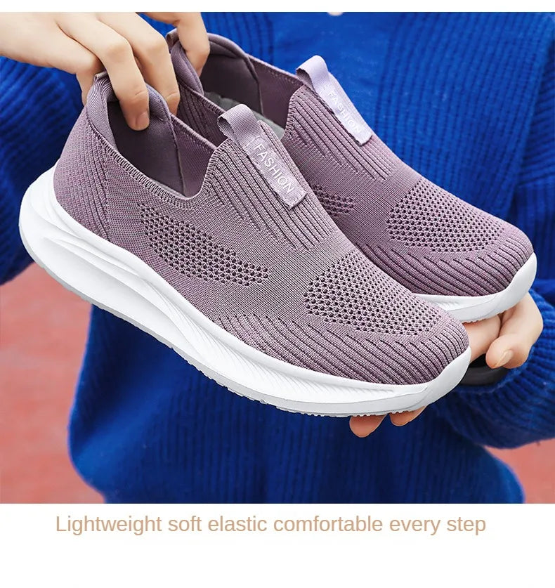 Women's Shoes 2024 Spring New Lightweight, Comfortable, and Fashionable One Step Anti slip Leisure Breathable Walking Shoes