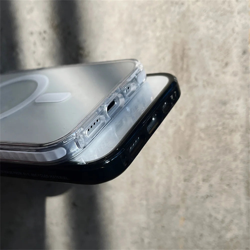 Magnetic Magsafe Clear Anti-fall Phone Case for iPhone 16 15 14 13 12 Pro MAX 16 15Plus Wireless Charger Bumper Cover Fundas