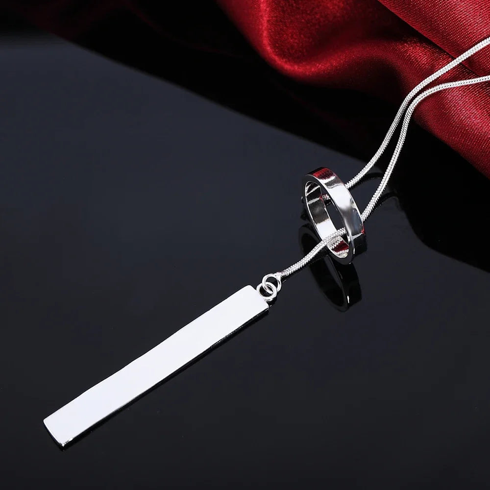 New 925 Sterling Silver Necklace for Women Jewelry 18 Inches Creative Round Pendant Fashion Christmas Gifts Wedding