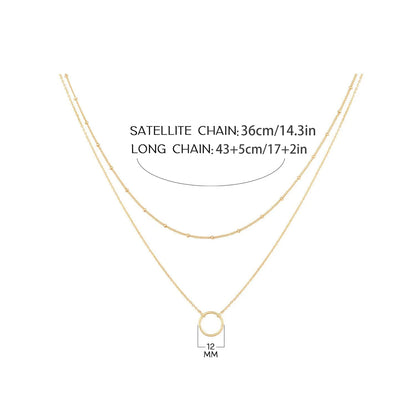 Stainless steel necklace for women Double necklace Vintage Bohemian round pendant necklace jewelry