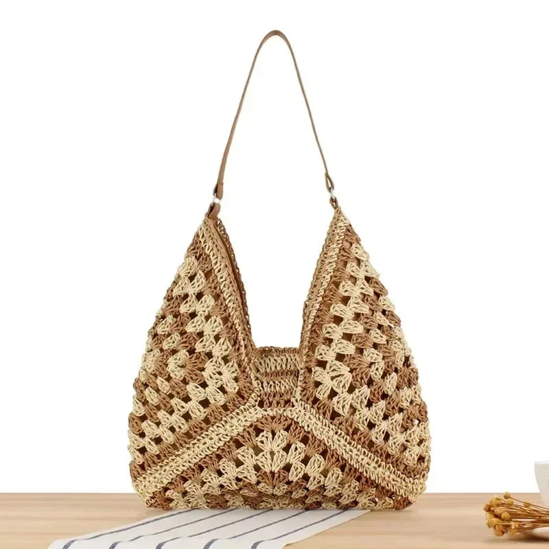 Women Weaving Clutches knit bag Large Portable Shoulder Bag Summer Beach Purses Shopper Satchel Female Tote Bags Handbags