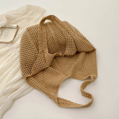 Women's Shoulder Bags Casual Straw Wicker Woven Ladies Handmade Totes Large Capacity Summer Beach Female's Messenger Bag