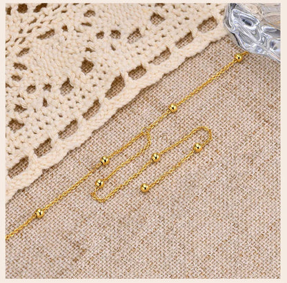 Y-Shaped Round Bead Necklaces for Women Simple Metal Double Laryered Long Chain Drop Pendant Choker Necklaces Fashion Gifts