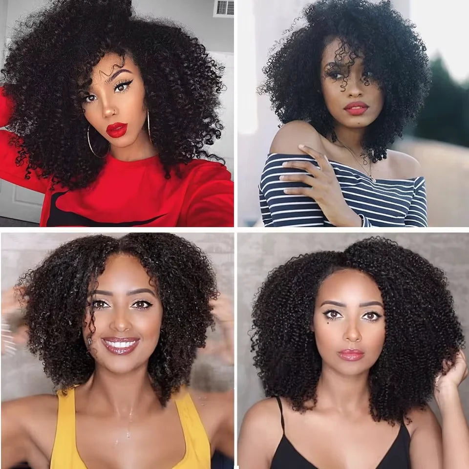 Raw Indian  Human Hair Weave Bundles 1/3/4 Bundles Deal Afro Kinky Curly Bundles Natural /Jet Black Remy Wavy Hair Extensions