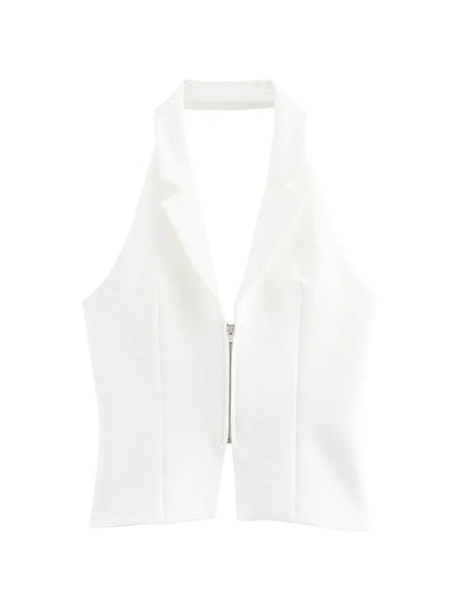 2025 Women Sexy Backless Strapless Halter Corset Tops Side Zipper Lady Slim Camis Female Solid Chic Tops