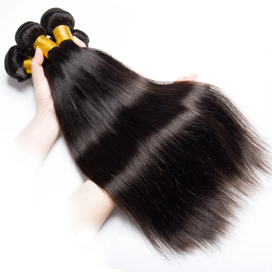 Straight Human Hair Weave Bundles 30 32 Inch Straight 100% Raw Indian Human Hair Bundles Remy Hair Extensions 3 4 Bundles Hair