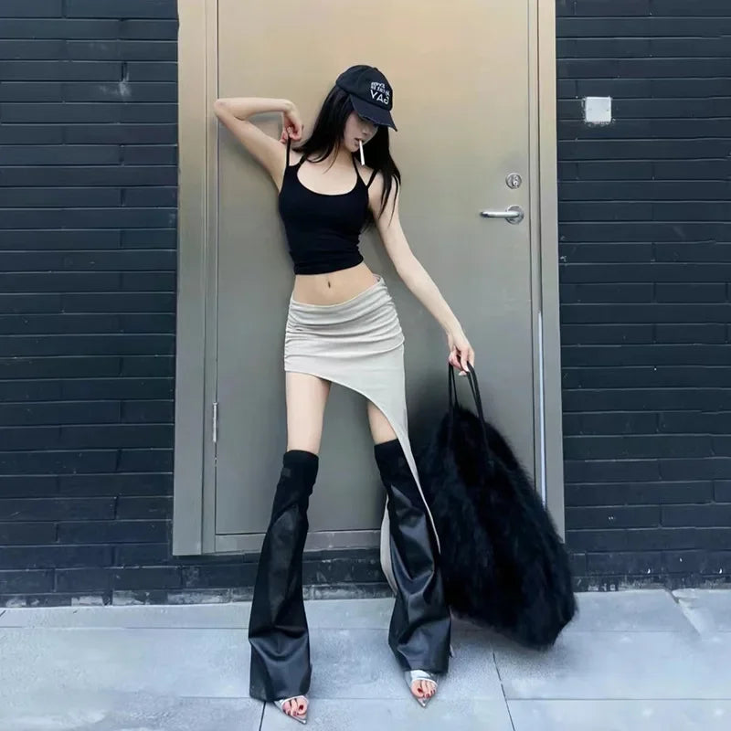 Slim Jupe Femme Été Korean Solid Color Skirts For Women Asymmetrical Y2k Clothes Fashion Clothing Sexy Mujer Conjuntos De Falda