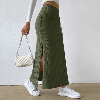 Women Skirt Spring Summer  High Waisted Elastic Slim Hip Knitted Sexy Bodycon Midi Skirt Female Clothing M L XL XXL