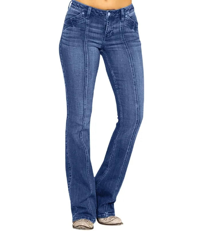 Women's Retro Washed Low Waisted Flared Jeans 2024 New Chic Casual Wide-leg Pants Female Sexy Denim Street Trousers Y2K Bottoms