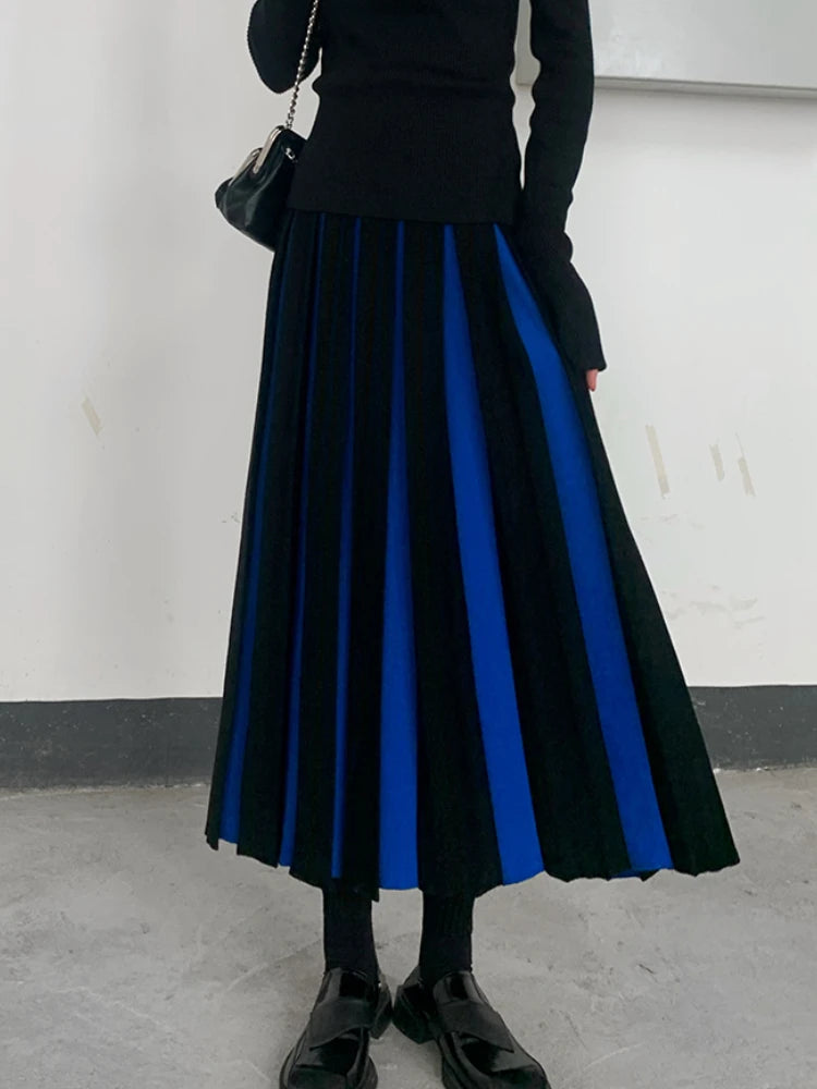 Long Skirts for Women Winter Knitted A-LINE Skirt Black White Luxury Elegant Women's Skirts Fashion 2025 High Waist Slim Skirts