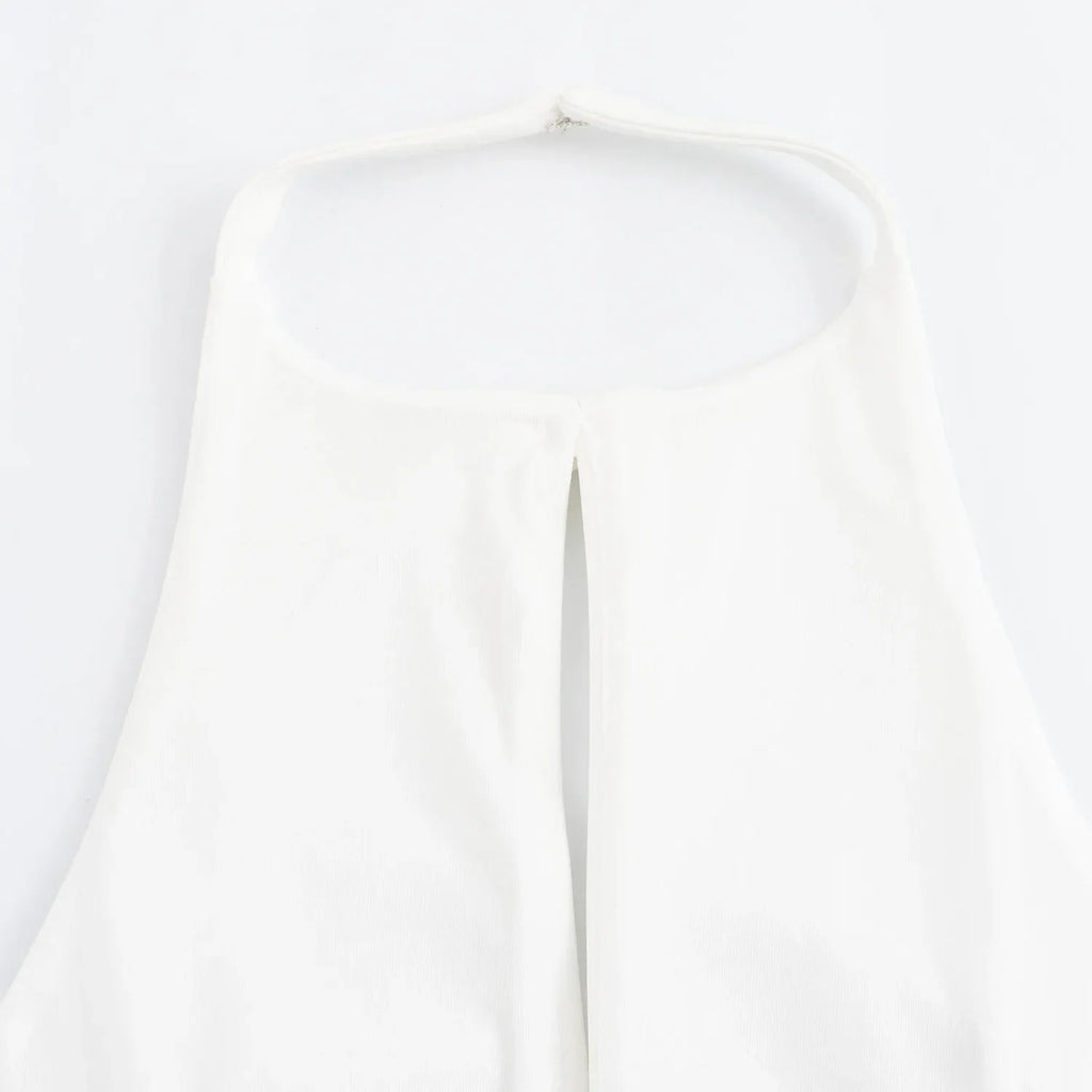 Bow Backless Vest Women Summer Sleeveless Halter Hollow Top Elegant Slim Skirt New Y2k Female Tanks Short Top Office